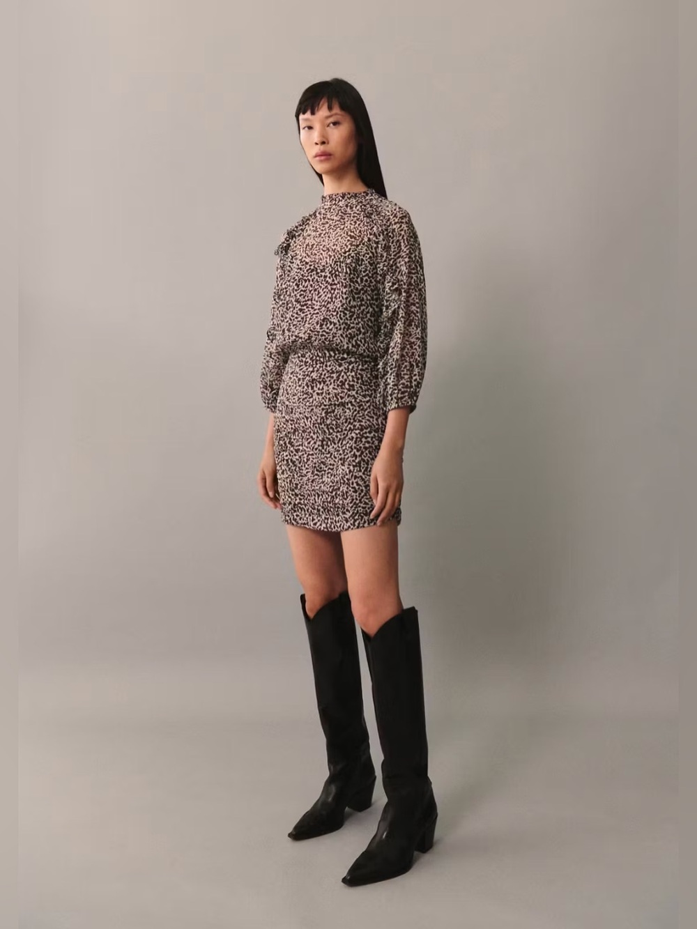 MANGO Leopard Print Draped Dress Size 4 NWT
